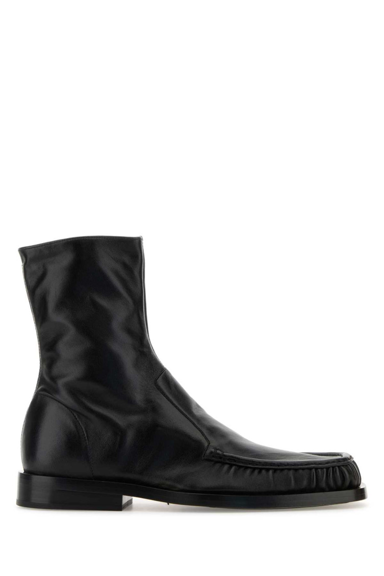 Jil Sander Men Black Leather Ankle Boots In Black