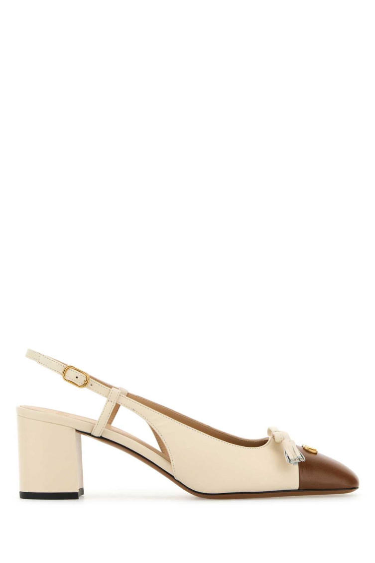 Valentino Leather Valet Du Roi Slingback Heels 60 In Nude