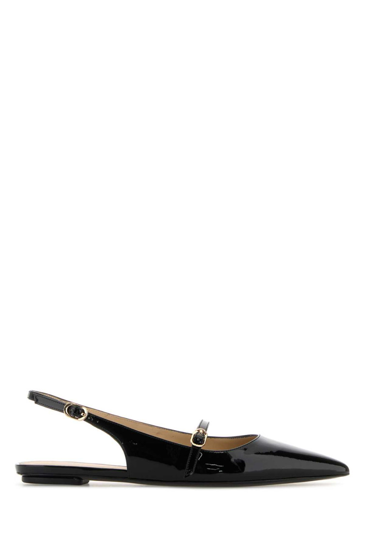 Stuart Weitzman 'emilia' Black Slingback Sandals With Adjustable Strap Closure In Black