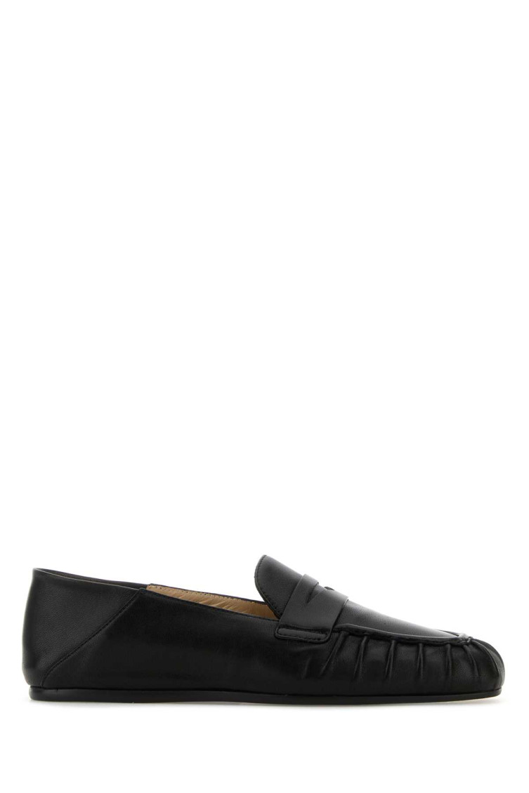 Stuart Weitzman Almond Toe Leather Loafer With Textured Detailing