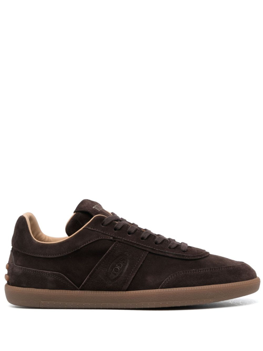 Tod's Suede Leather Sneakers Rubber Sole In Brown