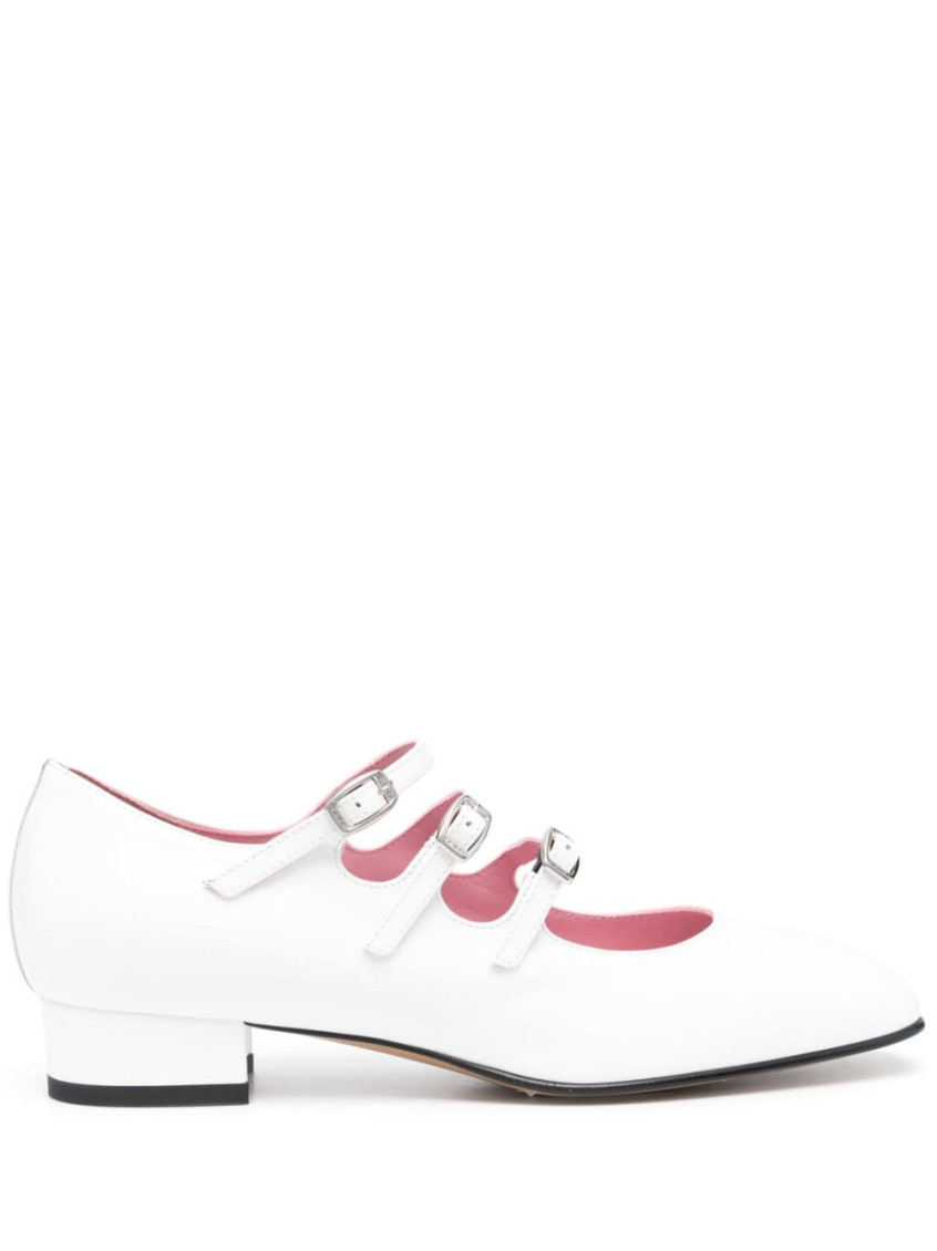 Shop Carel Paris White Ariana Leather Ballet Flats