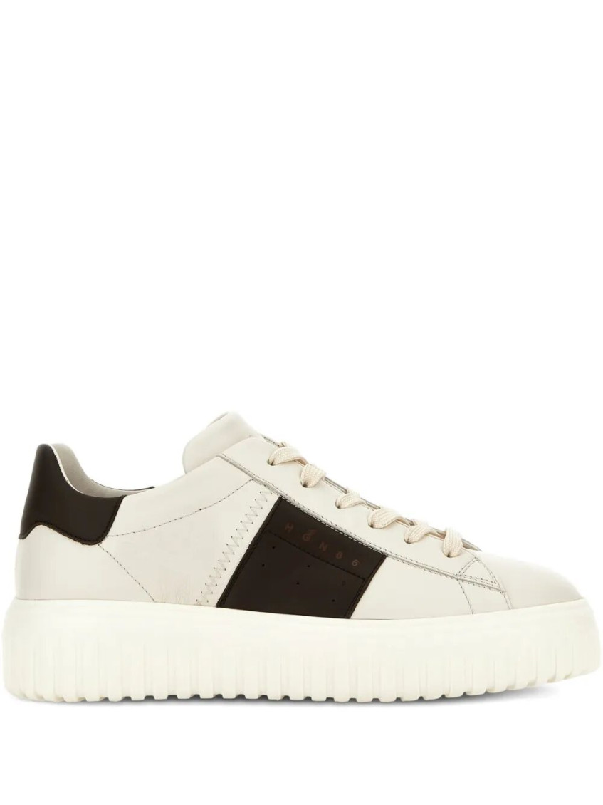 Hogan Sneakers Striped Panel Flat Sole In White