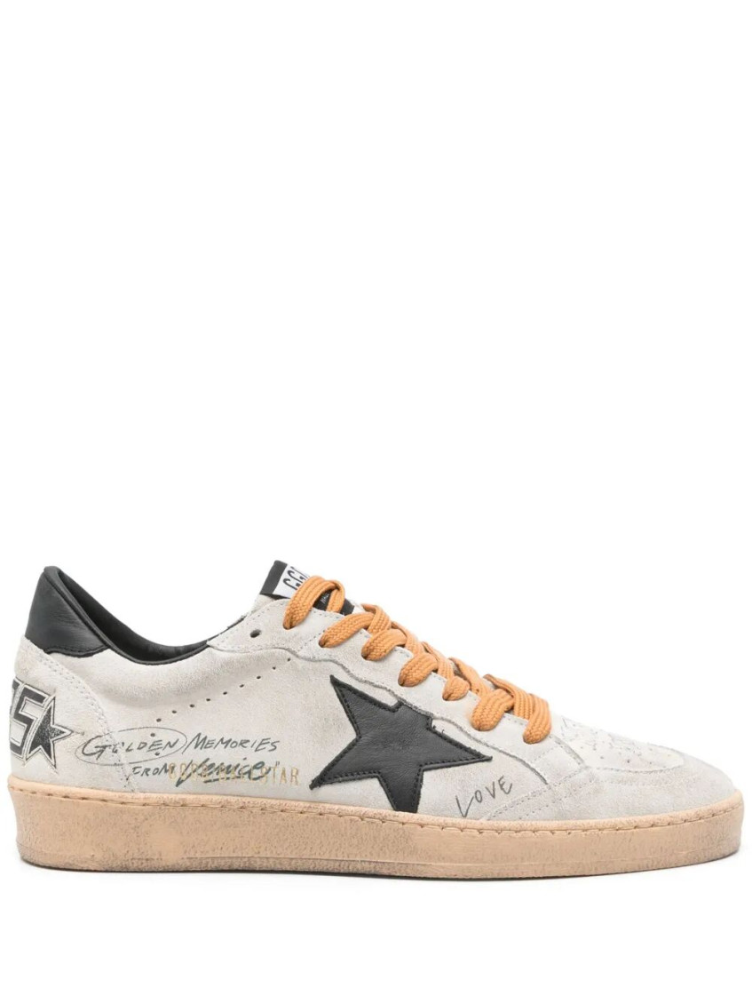 Golden Goose Ballstar Suede Upper Toe Tongue And Spur Leather Star And Heel Sneakers Black