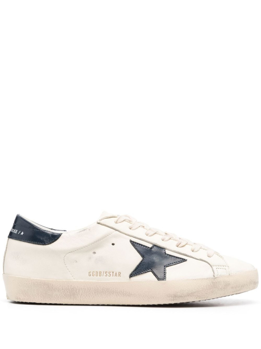Golden Goose White Lace Up Leather Sneakers In White