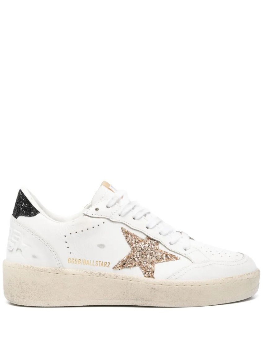 Shop Golden Goose White Lace Up Sneakers