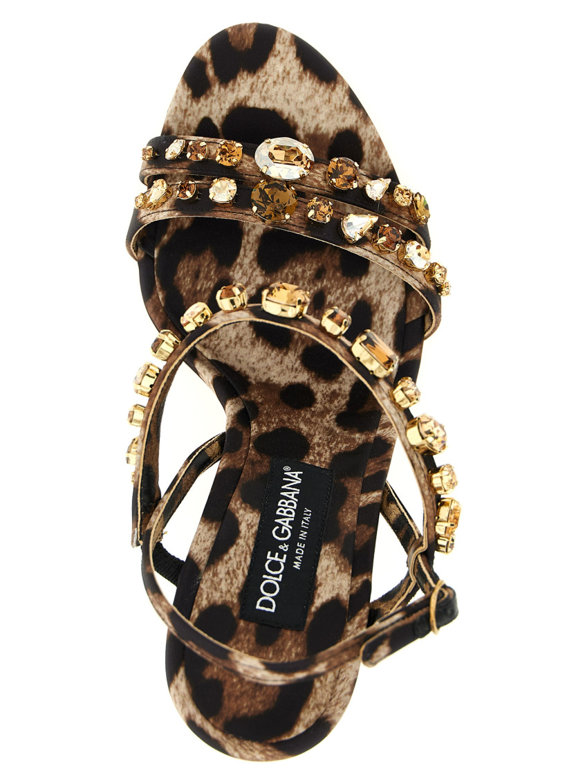 Dolce & Gabbana Leopard Print Open Toe Heels for Women Online USA