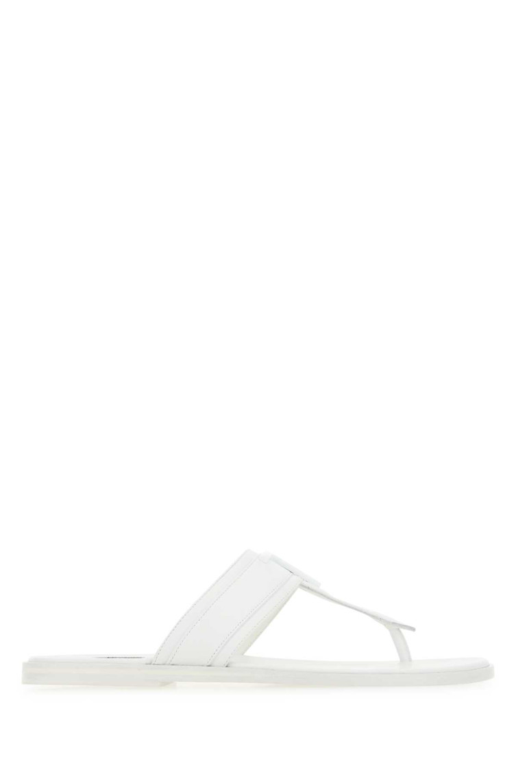Tom Ford Men White Leather Thong Slippers In White