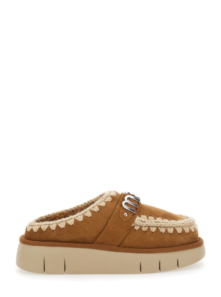 Mou Bounce Metal Logo Cognac Clog In Brown