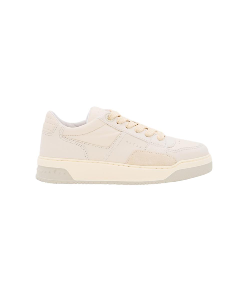 Hogan White Lace Up Sneakers In White