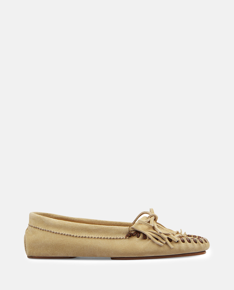 Paris Texas Indiana Suede Fringe Mocassin Loafers In Beige