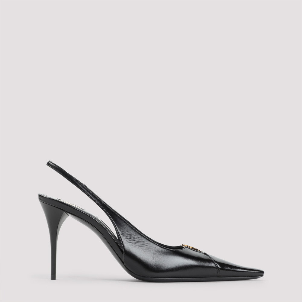 Saint Laurent Babylone Breteuil Slingback Pumps In Smooth Leather In Black