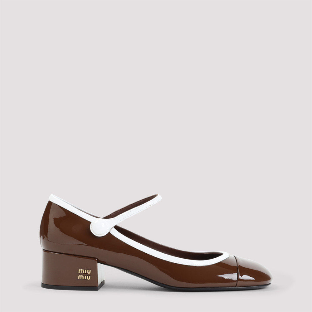 Shop Miu Miu Maroon Round Toe Pumps
