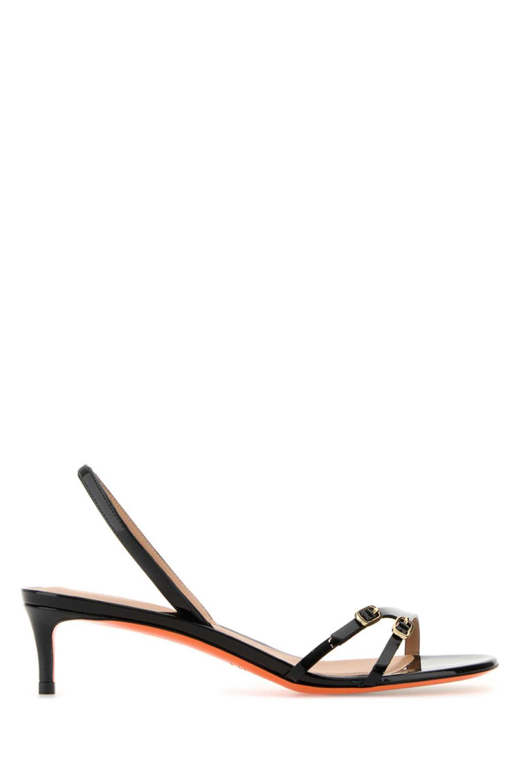 Santoni Open-toe Sandals With Glossy Finish In Black