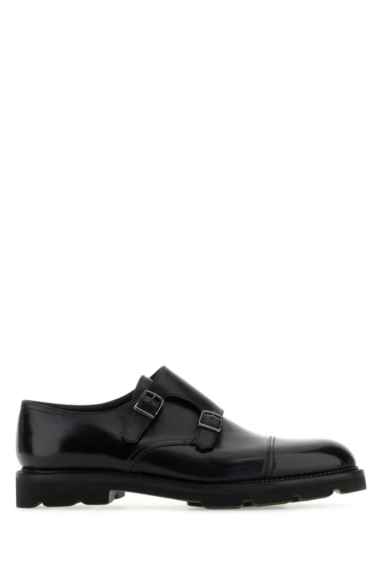 John Lobb Scarpe Con Fibbia In Pelle Nera Uomo In Black