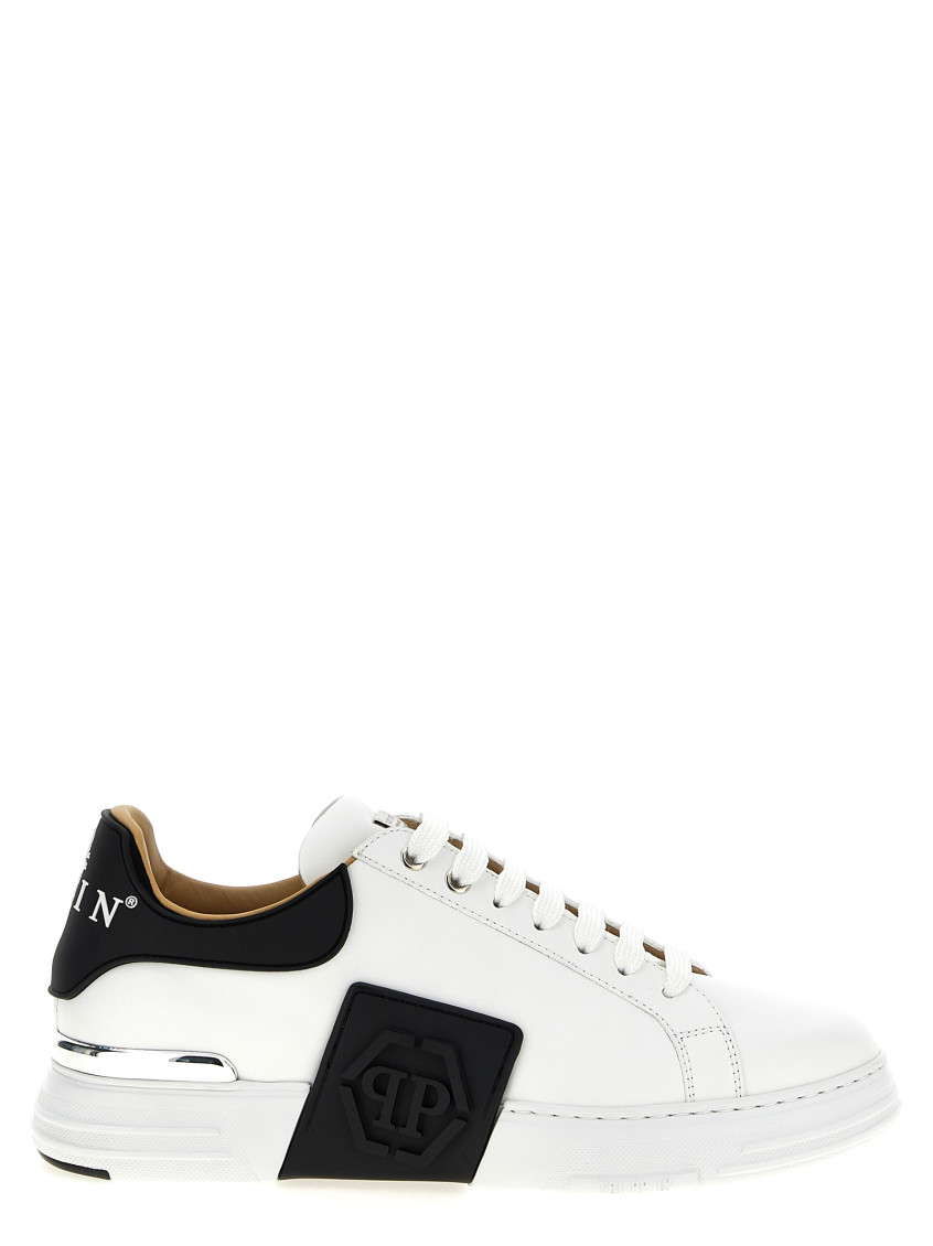 Shop Philipp Plein Blackwhite Lace Up Sneakers