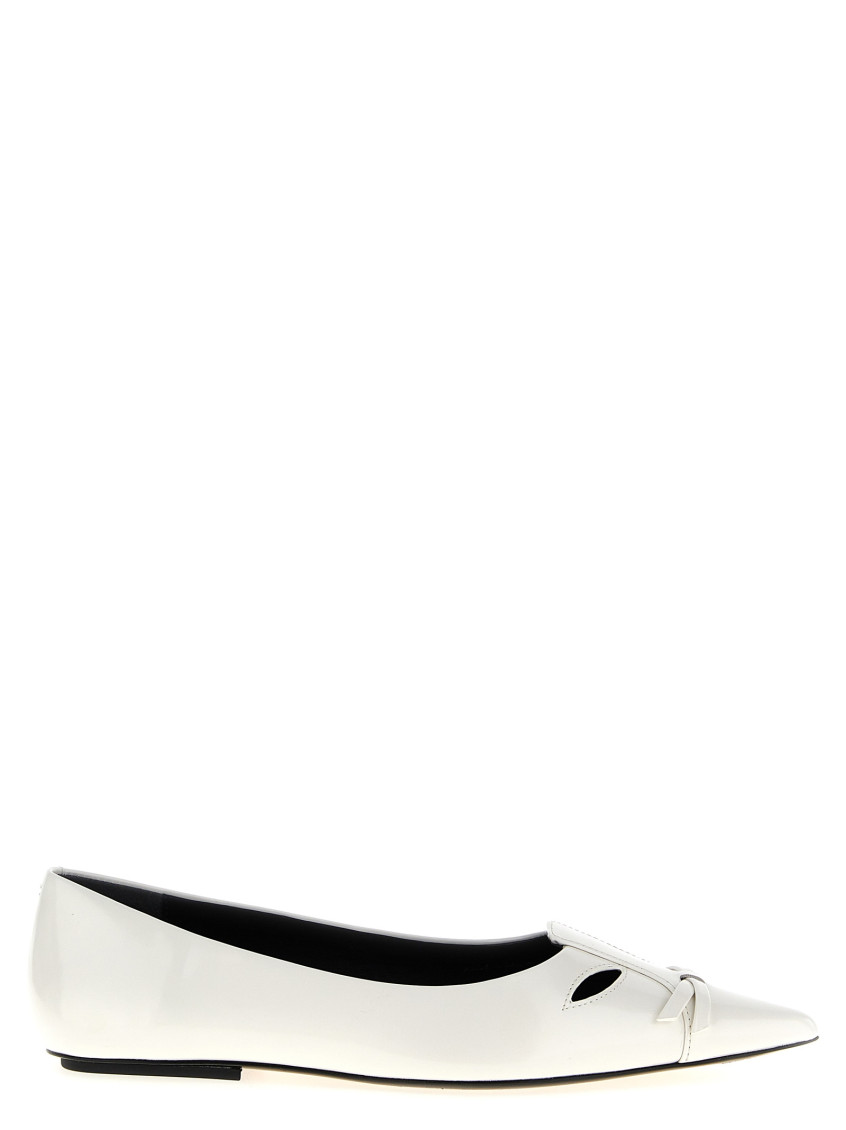 Marc Jacobs White Pointed Toe Ballet Flats In White