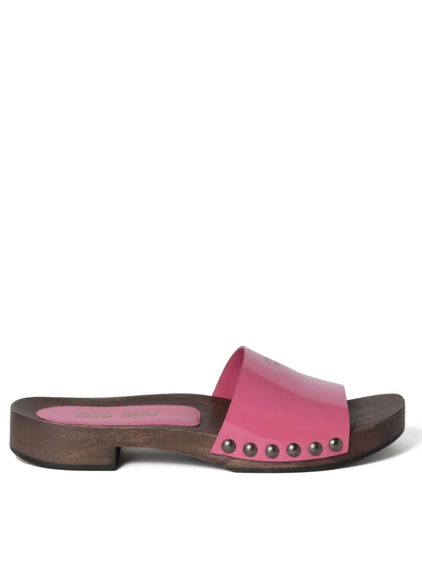 Shop Miu Miu Pink Slip On Sandals