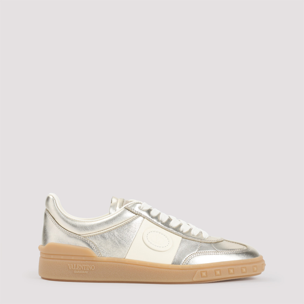 Valentino Garavani Upvillage Panelled Metallic Leather Sneakers In White