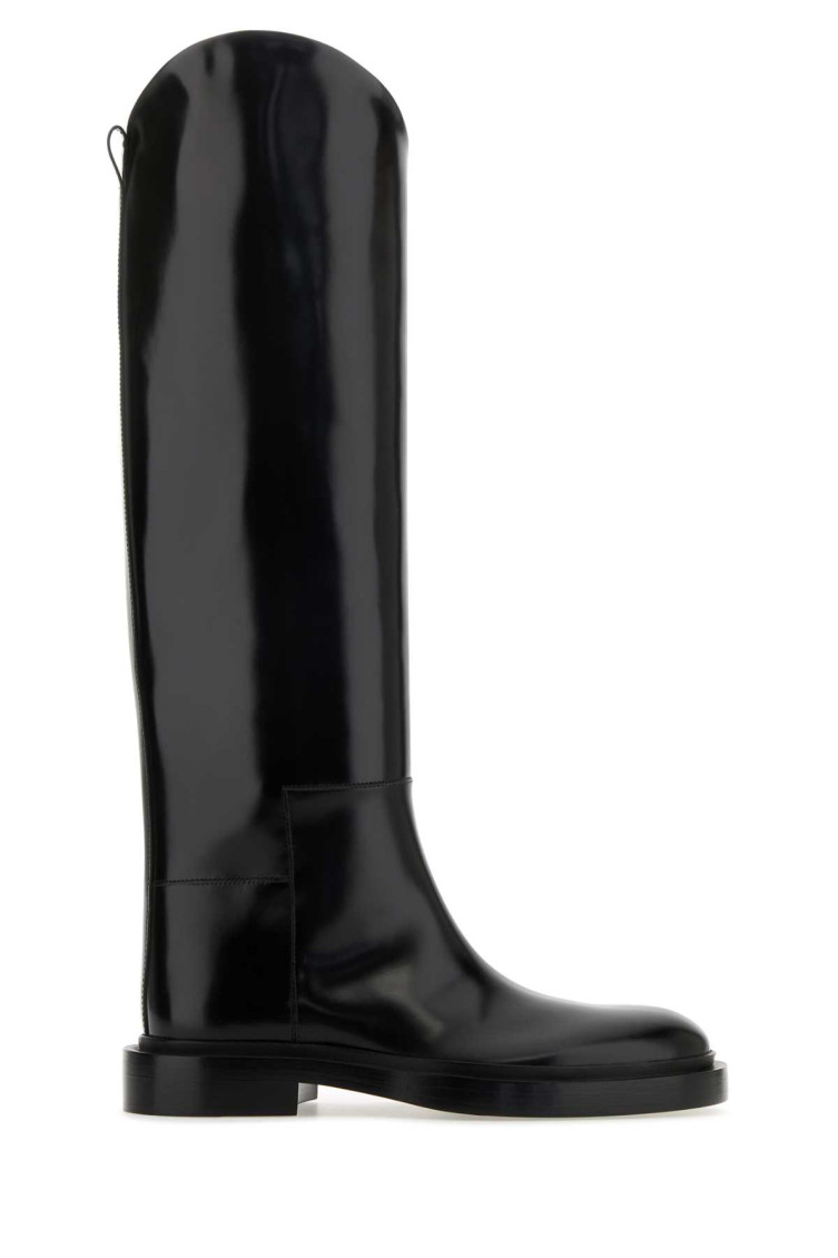 Jil Sander Asymmetric Leather Boots In Black