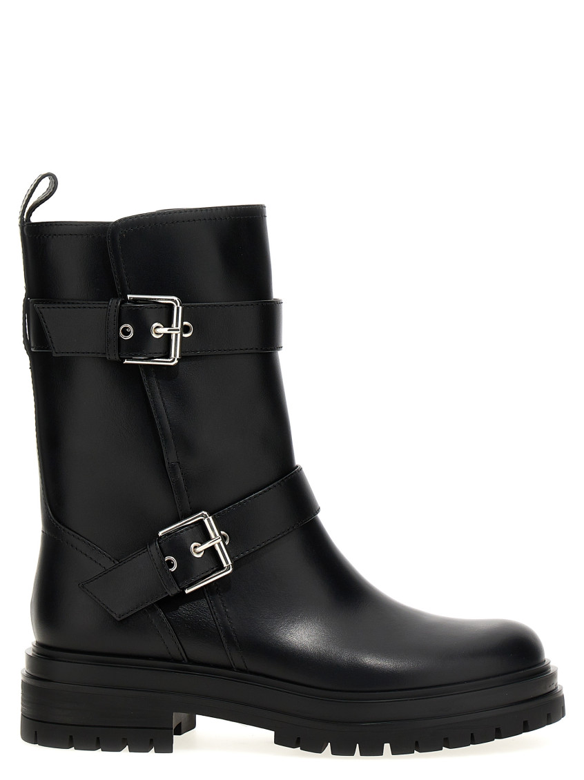 Gianvito Rossi Black Leather Biker Boots In Black