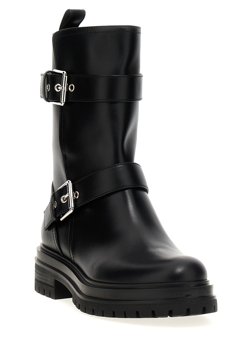 ロングブーツ GIANVITO ROSSI Black Leather Thiago Ankle Boots Thiago leather ankle boots in black - Gianvito Rossi | Mytheresa