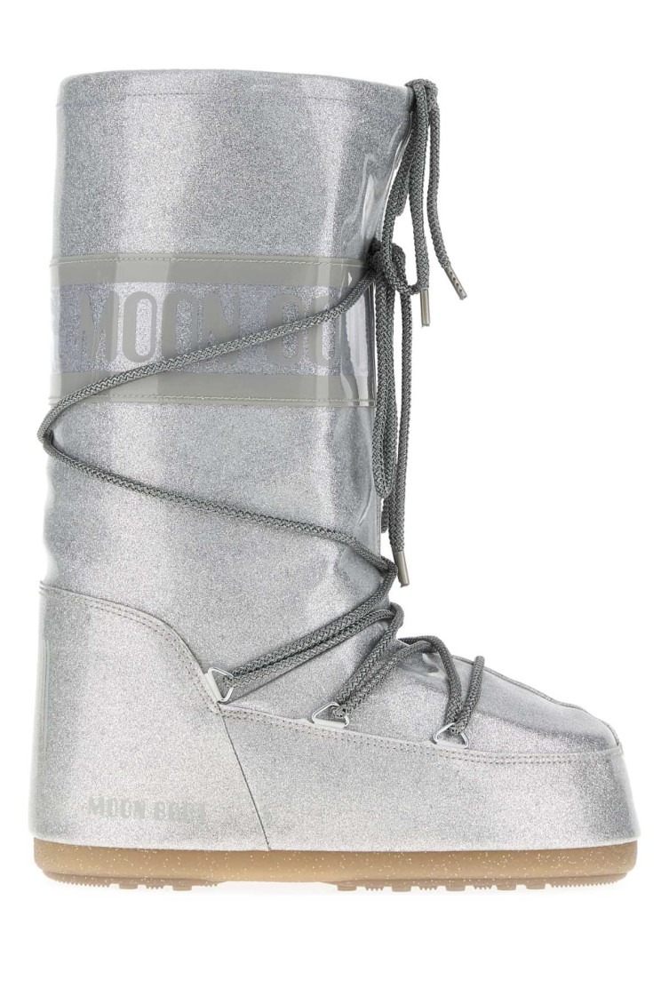 Moon Boot Icon Glitter Knee-high Boots In Silver