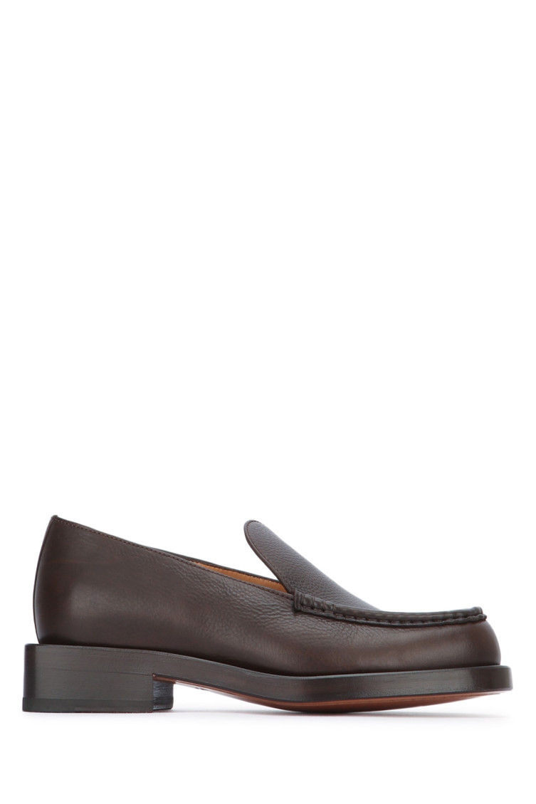 Jacquemus Leather Loafers With Round Toe And Stitching In Brown