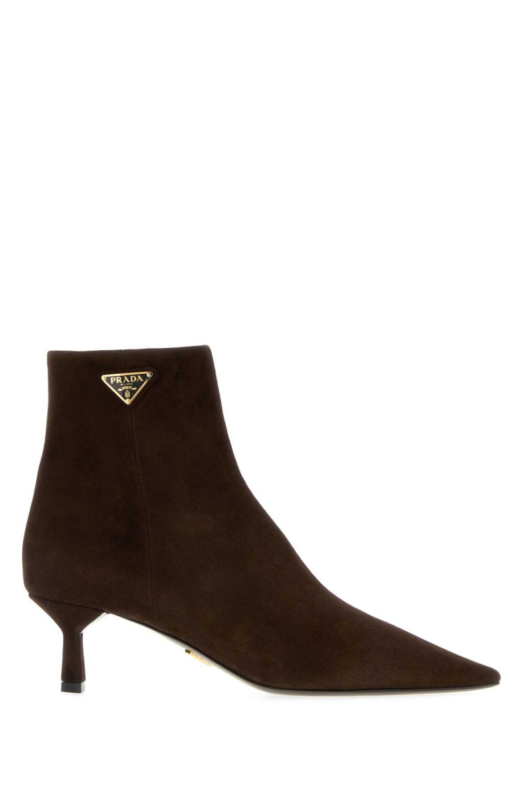 Prada Suede Ankle Boots Featuring Kitten Heel In Multi