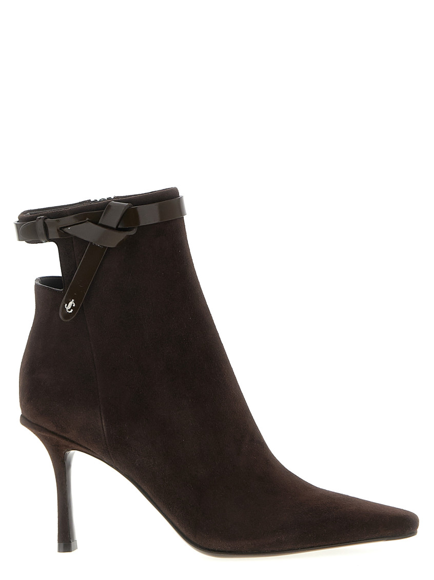 Jimmy Choo Suede Stiletto Ankle Boots With Pointed Toe In Brown