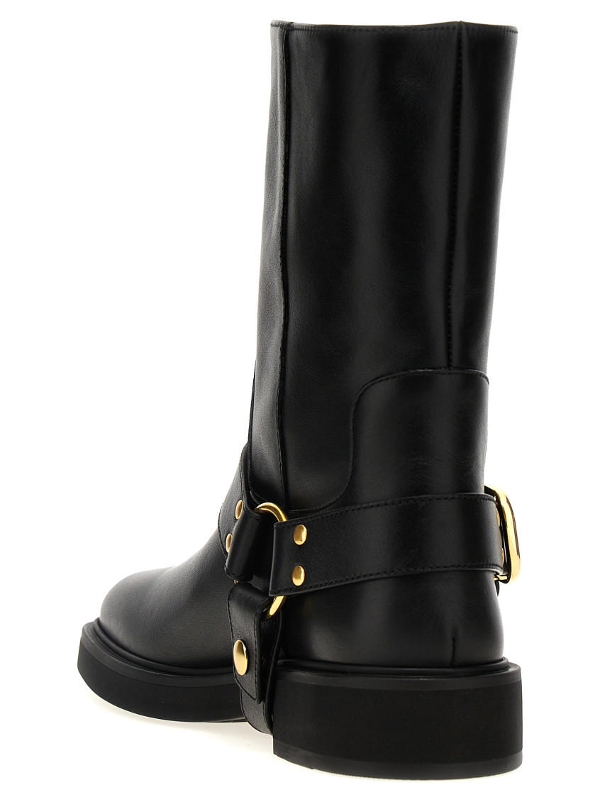 ロングブーツ Valentino Garavani Black Leather And Rubber Vlogo Boots Valentino Garavani Leather Knee High Boots with V Logo