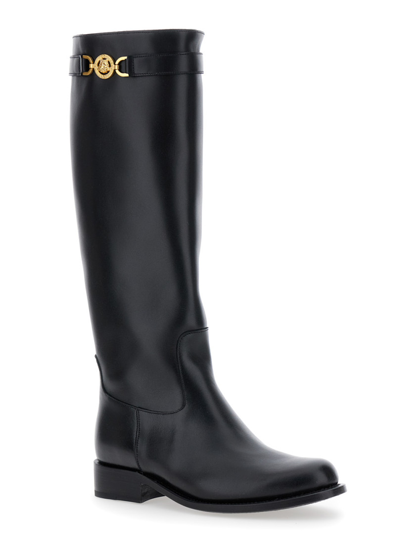 Versace Black Logo High Boots for Women Online India at Darveys.com