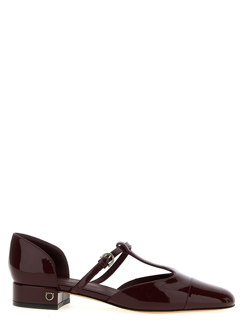 Shop Ferragamo Maroon Linette Sandals