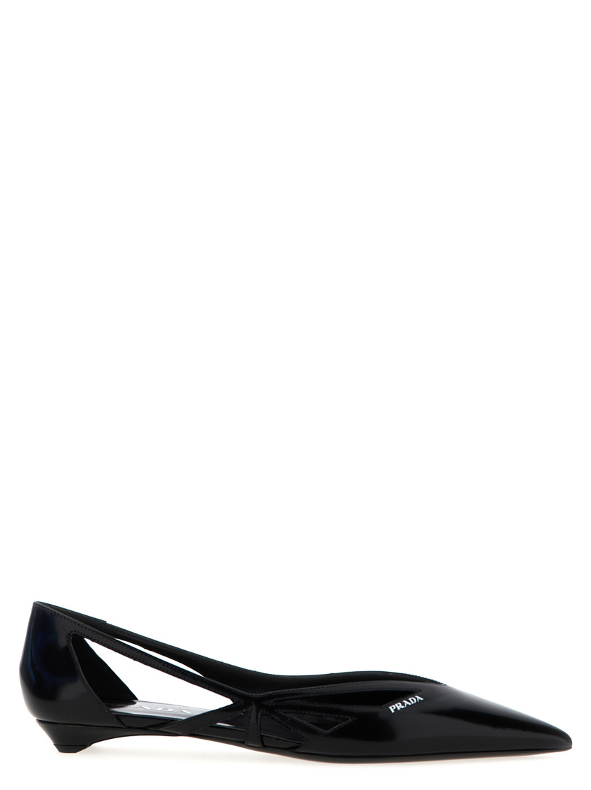 Prada Woman Black Flats In Black