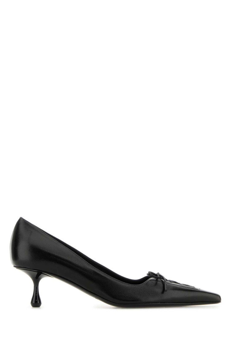Jimmy Choo Scarlett Black Pumps With High Stiletto Heel And Front Laces In Leather Woman