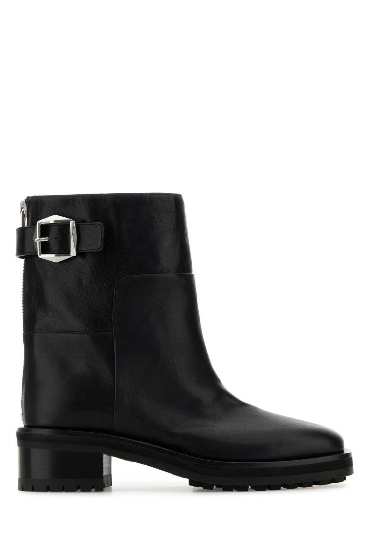 Jimmy Choo 'brooklyn' Black Ankle Boots With Buckle In Black