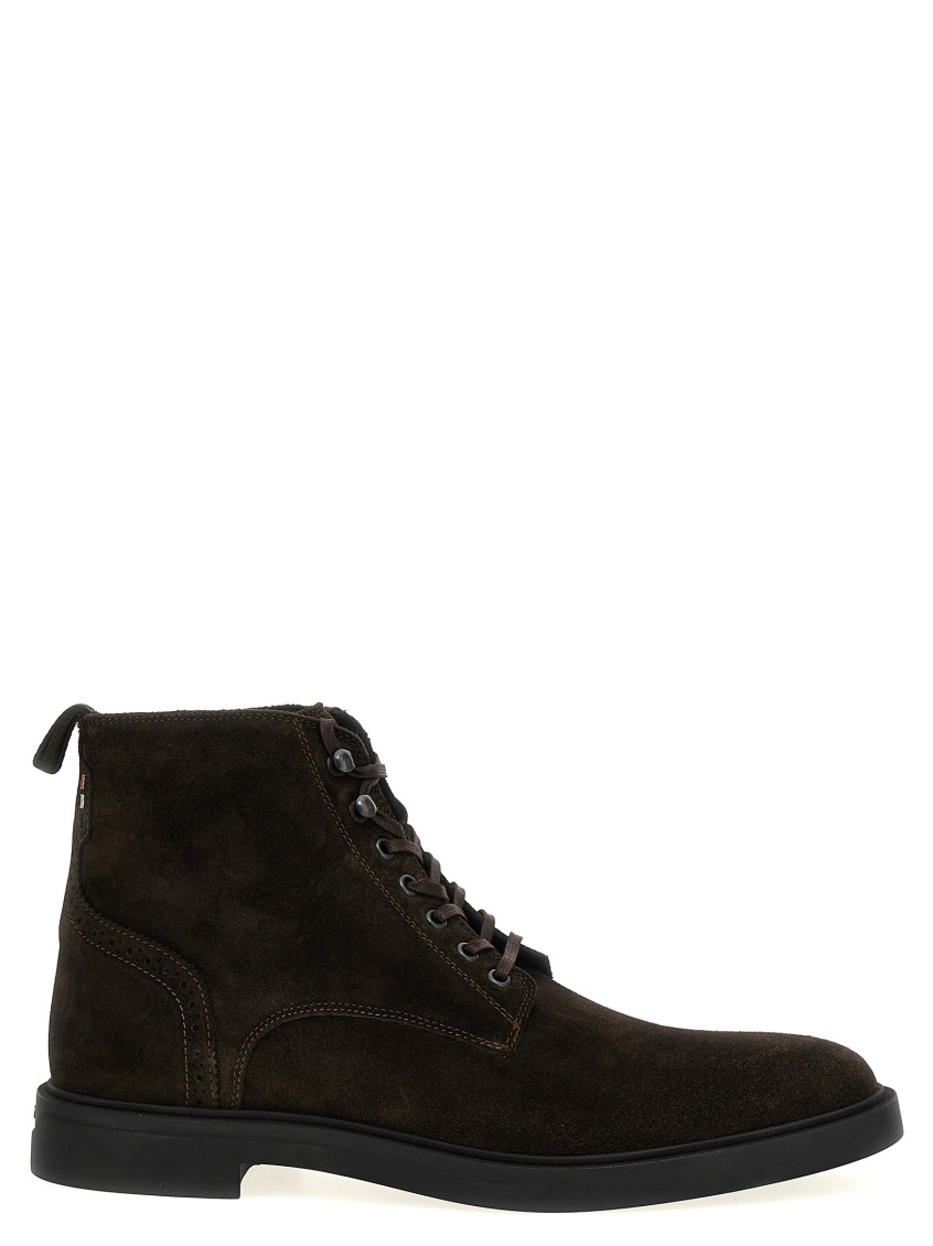 Hugo Boss Suede Ankle Boots In Dark Brown