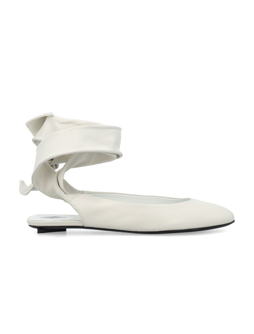Shop Attico White Leather Ballet Flats