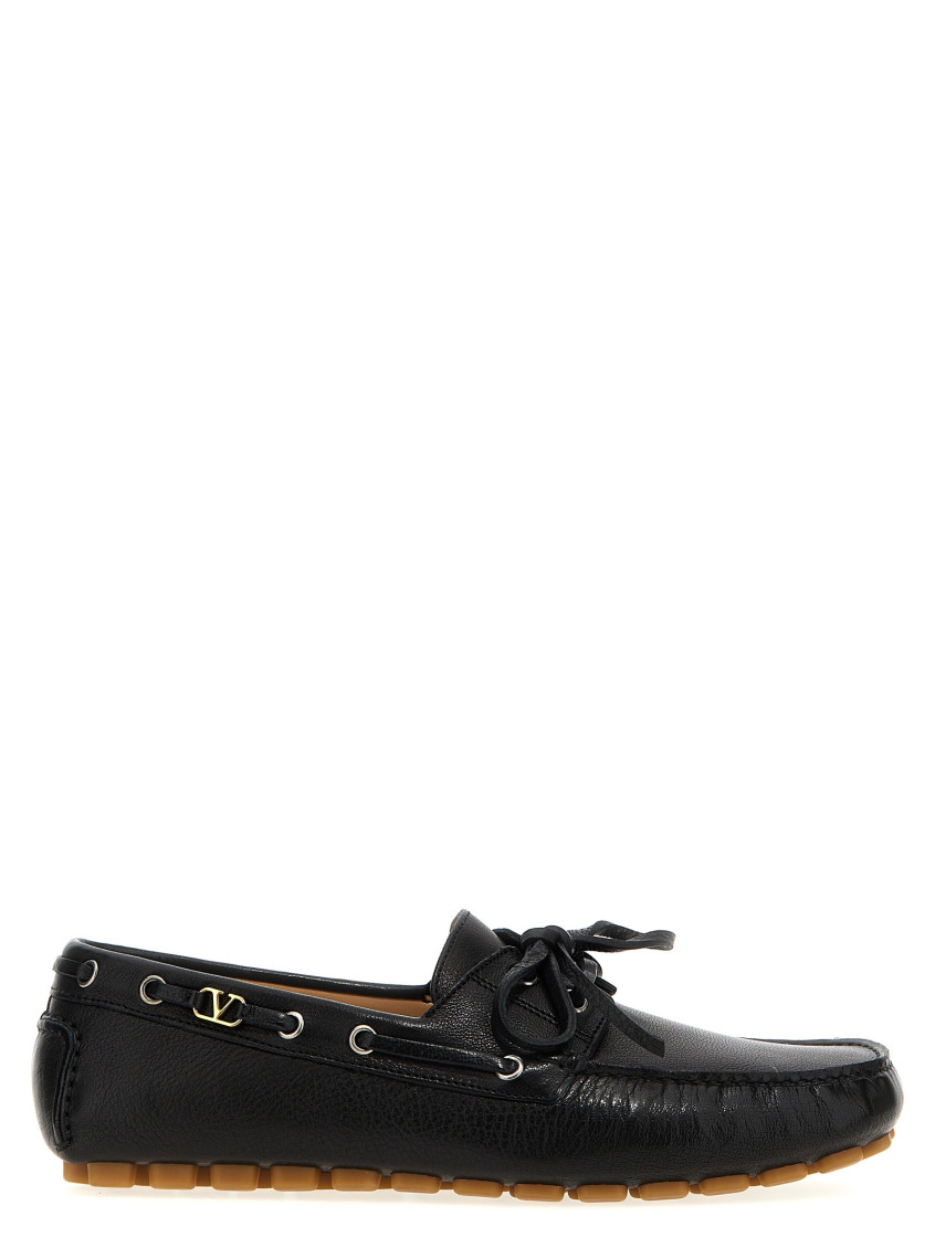 Shop Valentino Black Round Toe Loafers