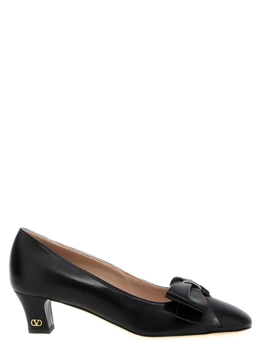 Shop Valentino Black Bow Leather Pumps