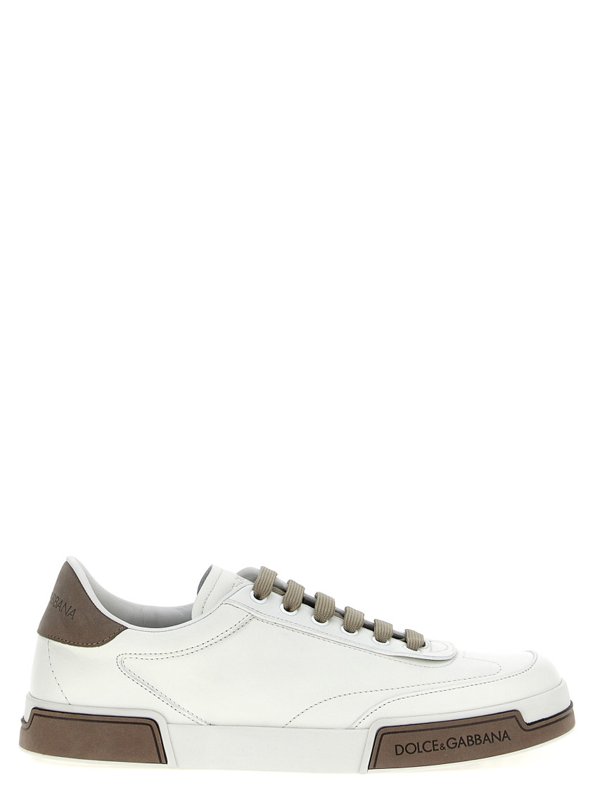 Dolce & Gabbana Portofino Yatch Sneakers In Calfskin Color White And Dove Grey In Red