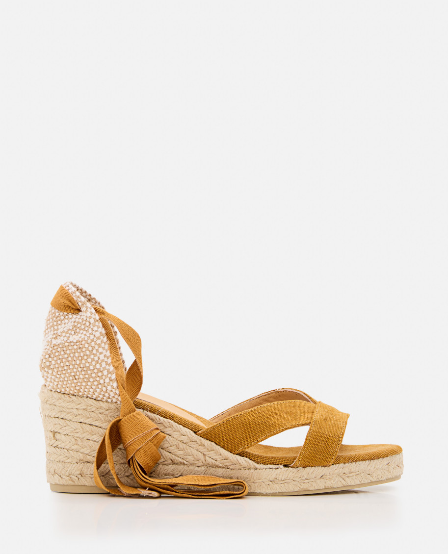 Shop Castaã±er Brown Cotton Wedges