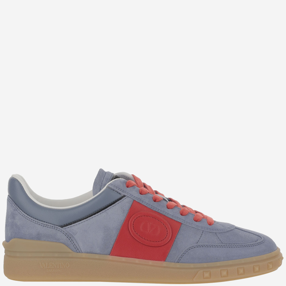 Valentino Garavani Low Top Upvillage Sneaker In Split And Nappa Calfskin In Gray