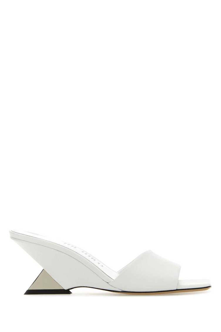 Attico White Leather Cheope Mules