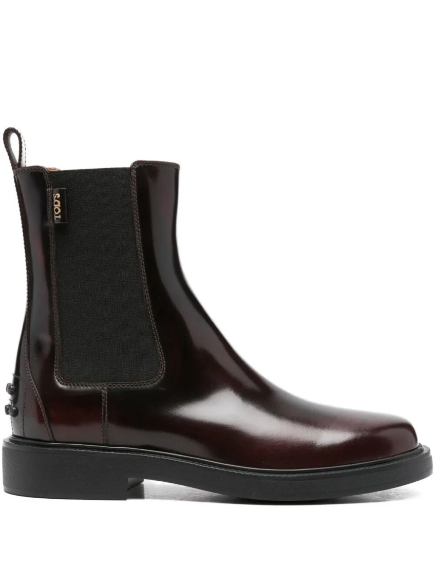 Tod's Smooth Leather Chelsea Boots Shoes In Red