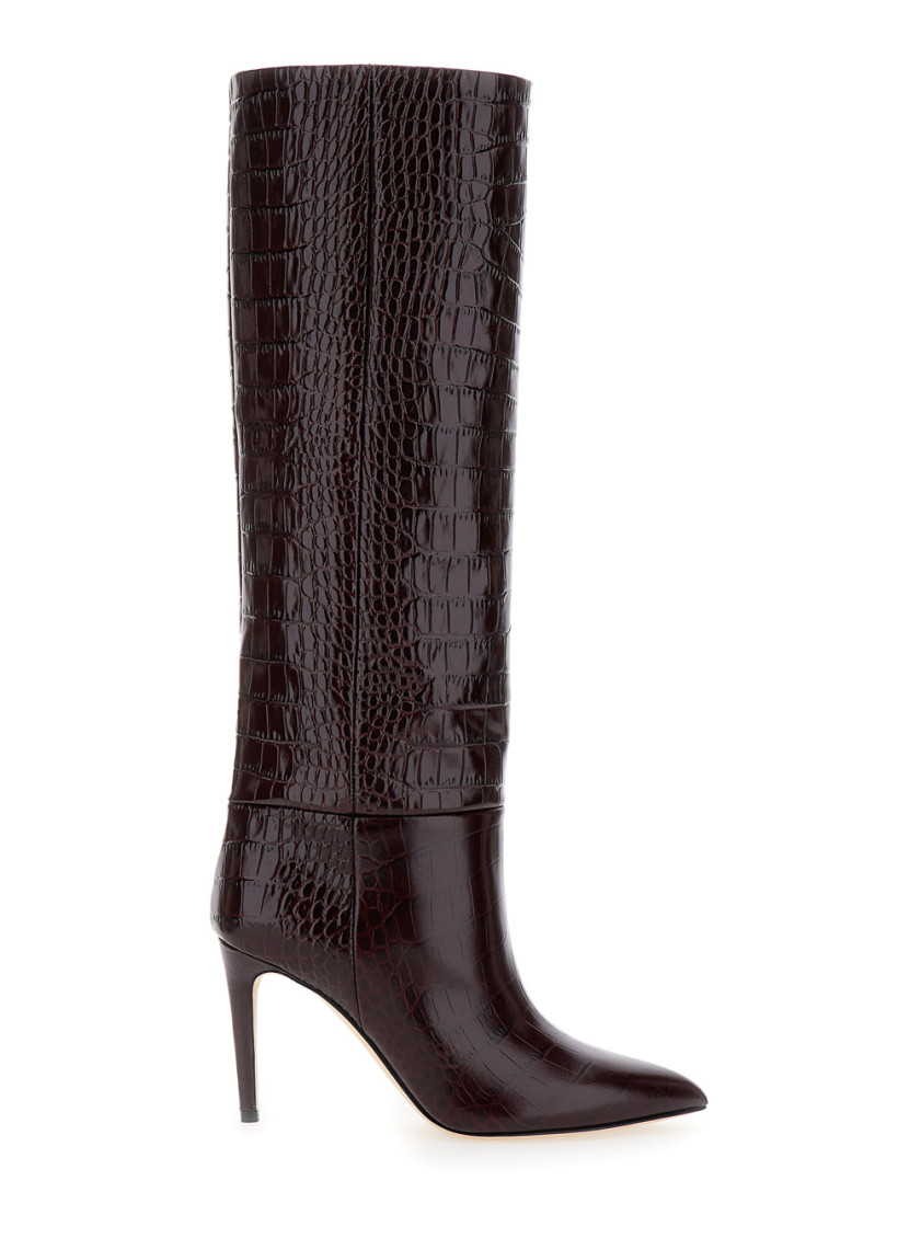 Paris Texas Brown Stiletto 60 Tall Boots In Burgundy