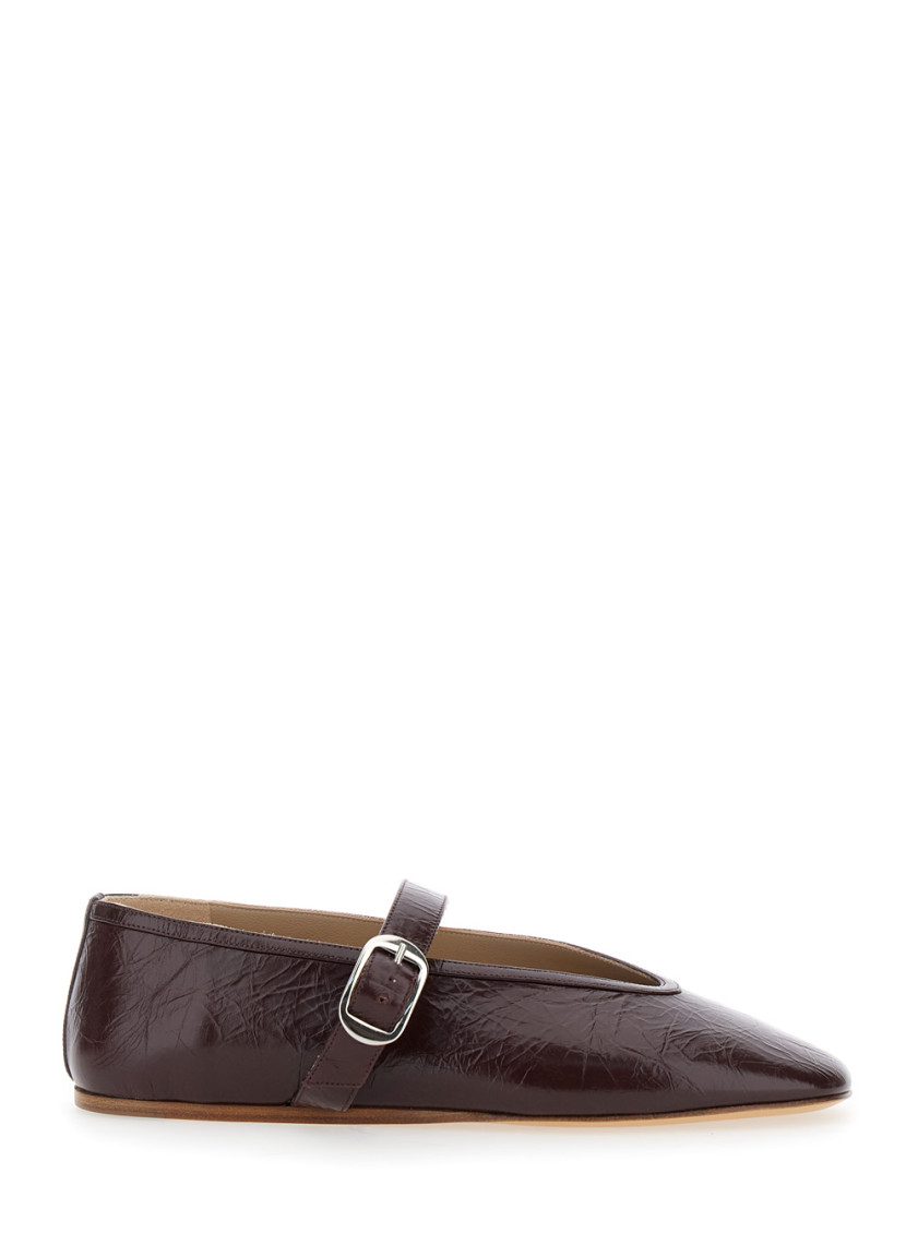 Le Monde Beryl Dark Purple Leather Ballet Flats In Burgundy