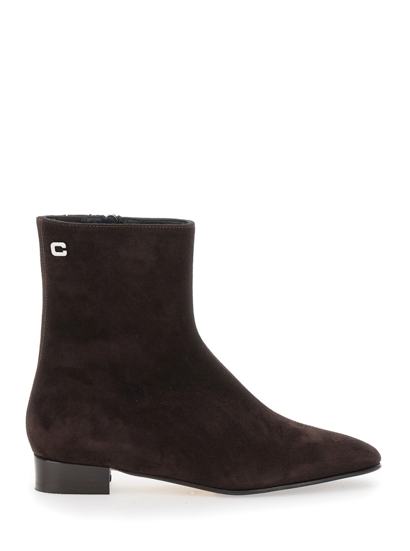 Carel Paris Aiglon Zip Suede Ankle Boots In Brown