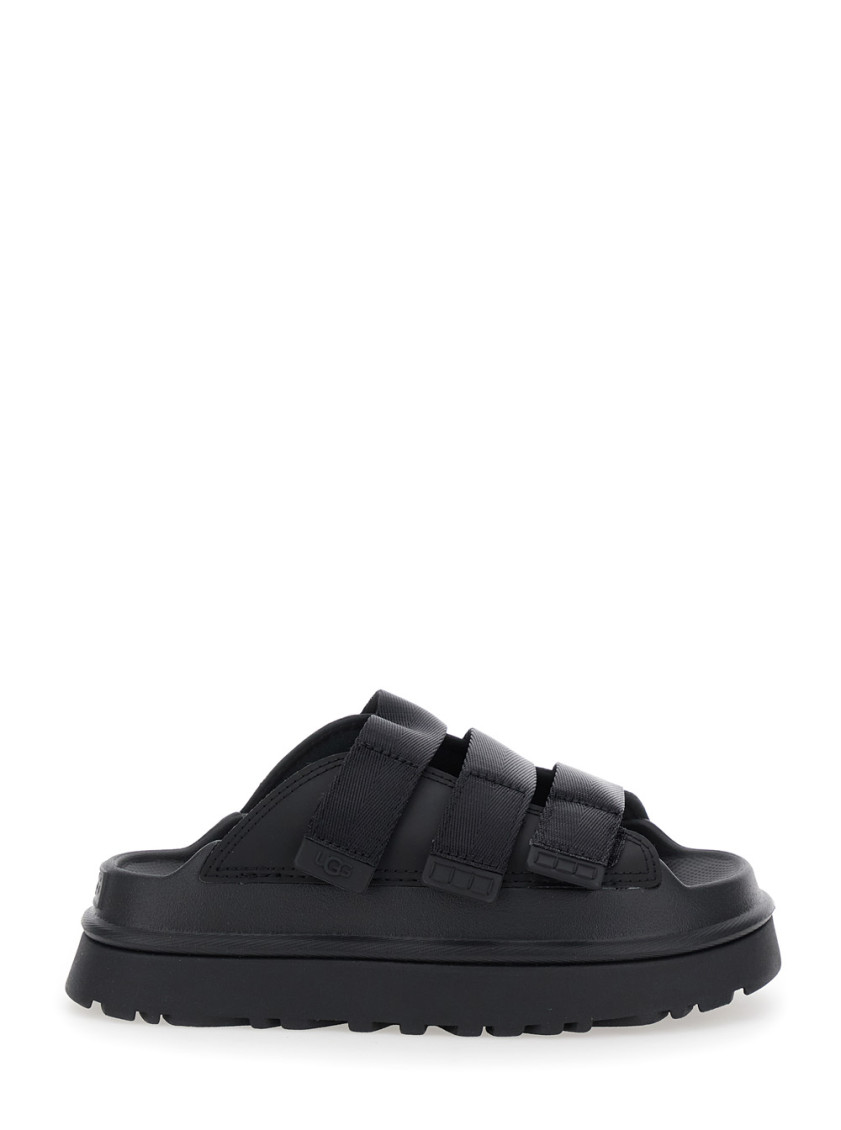 Ugg Golden Glow Black Sandals With Round Open Toe In Tech Fabric Woman In Black