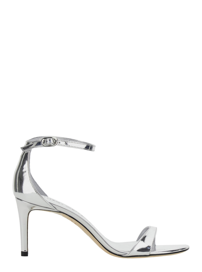Stuart Weitzman Silver Ankle Strap Heels In Silver